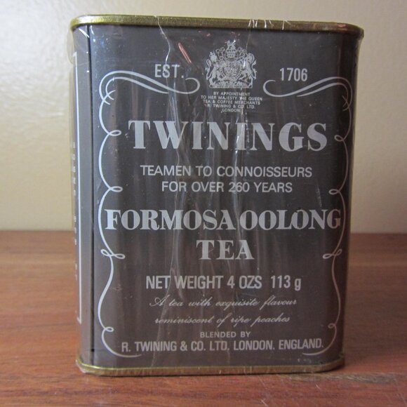 formosa oolong 4 oz Twinings tea tin vintage England sealed unopened (H241)